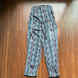 🟣🟣Pink Rose Tribal Print Blue and Pink Jumpsuit with Elastic Waistband🟣🟣